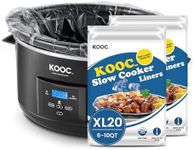 KOOC Slow Cooker Liners 14"x22" 20 Count Extra Large Size Disposable Pot Liners Cooking Bags Fit 6 qt to 10 qt Pot BPA Free Fresh Locking Seal Design