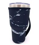 KOSTOO Reusable Neoprene Iced Coffee Cup Sleeve Neoprene Insulated Sleeves Cup Cover Holder Idea for 30oz - 32oz Tumbler Cup,Trenta Starbucks, Large Dunkin Donuts (Only Cup Sleeves) (Marble Black)