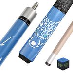 POCUSTIK 58" 2-Piece Pool Cue Stick Irish Linen Wrap,Canadian Maple Billiard Sticks with 13mm Tip,House Bar Pool Stick Hand Painted for Men Women - Blue,19 Oz