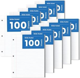 Aidunmis 10 Pack Loose Leaf Paper 8.5 x 11, 1000 Sheets Lined Paper for 3 Ring Binders, Wide Ruled Notebook Paper, 3 Hole Punch Binder Paper, 100 Sheets/Pack Filler Paper for Office, School, and Home
