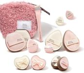 Momo's Workshop Rose Series Makeup Sponge & Brush Set, 13-Piece Beauty Puffs Kit with Beauty Pouch, High-Density Rubycell & Velour Puffs for Foundation, Concealer, Powder