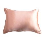 Dame Essentials 100% Pure Mulberry Silk Pillowcase for Healthy Hair and Skin | 22 Momme Grade 6a Long Thread Queen Size, One Side Pillow Cover Hypoallergenic (50x70 Cms+1cm Piping Border-Gold)