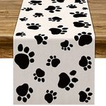 Linen Dog Puppy Print Table Runner Boy Girl Bithday Party Pet Indoor Outdoor Table Cover Decoration Home Kitchen Dining Room 13 X 72inch