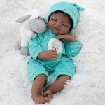 Milidool Black Reborn Baby Dolls Girl Doll 22 inch African American Lifelike Newborn Baby Girl Dolls Realistic Silicone Baby Doll That Look Real with Lamb Theme Set Gift