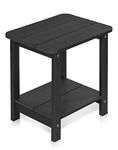 Tikea Adirondack Outdoor Side Table, 16.7" Outdoor End Table for Patio Pool Porch, All Weather Resistant Outdoor Patio Furniture Black