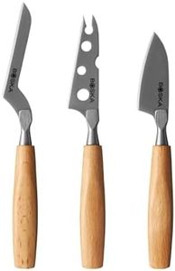 BOSKA Cheese Knife Set Amigo Small - Set of 5 Small Knives for All Cheese Types - Ergonomic Beech Wood Handle - Stainless Steel - Non-stick Thanks to BSF Treatment