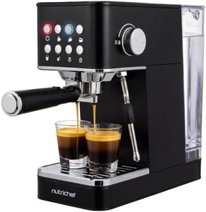 NutriChef 20-Bar Espresso Maker With Milk Frother | Removable 1.8 Quart Water Tank | Coffee Maker for Brewing Espresso, Cappuccino, Latte, Americano & Cold Brew Coffees | Black