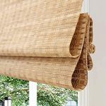 Cordless Bamboo Roman Shades, Custom Woven Wood Shades, Lined Blackout Bamboo Blinds, Light Filtering Bamboo Shades for Home, Windows, Doors, Color 7003