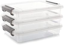 Citylife 3 PCS Plastic Storage Bins with Latching Lids Clear File Box Portable Storage Containers for Organizing A4 Paper, Document, Scrapbook, 14.65" x 10.43" x 2.87"