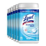 Lysol Disinfecting Wipes, Crisp Linen, Thick Strong Wipe, Kills 99.99% of Viruses & Bacteria, Bulk Pack of 6, 450 Count (6 x 75 count)