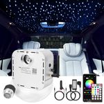 CHINLY 32w Twinkle 710pcs 13.1ft (0.03in+0.04in+0.06in+0.08in) Bluetooth RGBW LED Fiber Optic Star Ceiling Light,APP/Remote Music Mode+Adapter+Cigarette Lighter+10 Crystals,for Headliner/Ceiling