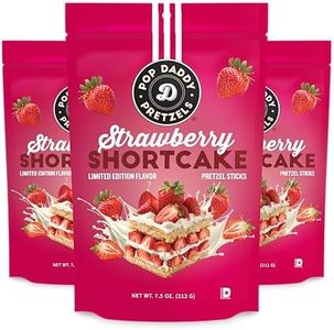 Pop Daddy Flavored Pretzels Sticks, Healthy Gourmet Pretzels Snacks, 7.5oz Individual Bags, 3 Pack, Strawberry Shortcake
