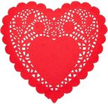 Juvale 100 Pack Paper Doilies, 8 x 8 Inches, Heart-Shaped Tabletop Decorations for Wedding, Valentine's Day, Anniversary, Romantic Dates (Red)