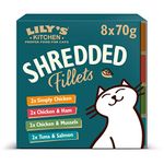 Lily's Kitchen Natural Adult Wet Cat Food Tins - Shredded Fillets Multipack - Complete Grain-Free Recipes, Pack of 4 (8 x 70g)