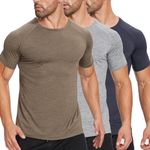 ZENGVEE 3 Pack T Shirts for Men UK Gym Work T-Shirts Compression Dry Fit Running Top Short Sleeve Sport Slim Fit Wicking Tee Shirts Multipack Adult Breathable Training Tshirts（320-Black Grey Green-M）