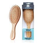 allBambu - Bamboo Hair Brush with Bamboo Pins, Detangling Hairbrush for Women, Girls & Men, Paddle Wooden Brush for Hair, Scalp Massager & Anti Static Hair Comb for Thick, Thin & Curly Hair, Natural Bamboo Brush