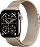 Apple Watch Series 11 GPS + Cellular 42mm Smartwatch with Gold Titanium Case with Gold Milanese Loop. Sleep Score, Fitness Tracker, Health Monitoring, Always-On Display, Water Resistant