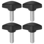 sourcing map 4pcs Tee Wing Knobs Thumb Screws M8 x 20mm Standard Male Thread Plastic T Knobs Handles Hand Clamping Knobs Grip Thumbscrew, Black