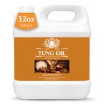 32 OZ Pure Tung Oil for Wood Outdoor/Indoor, Food Grade Sealer, Tung Oil Finish, Waterproof WoodOil for Furniture, Cutting Board, Teak, Floor — Food Safe, Indoor Use