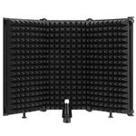 Moukey Microphone Isolation Shield, Foldable Mic Shield with Triple Sound Insulation, Reflection Filter with 3/8 inch and 5/8 inch Mic Threaded Mount for Recording Studio, Podcasts, Singing, and Broadcasting