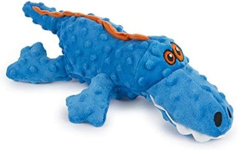 goDog Gators Squeaky Plush Dog Toy, Chew Guard Technology - Blue, Large