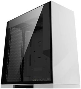 Geometric Future M8 Lohan White Mid Tower E-ATX/ATX Gaming Case, 4mm Glass/ 1.0 mm Steel with Vertical Air Tunnel Design, Support 420/360 Radiator, Vertical GPU Mount, GEO-M8-LOW (PC Case ONLY)