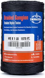 HONGDA Braided Gangion Braided Nylon Twine, 1979 Feet #9 Bank Line, Black Tarred String 1mm for Gardening, Construction, Gear Tying, Jungle Survival