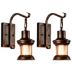 Vintage Glass Wall Sconce Fixtures 2-Pack, LULING Rustic Nordic Glass Wall Light Fixtures Retro Metal Black Painted Colour Wall lamp for Restaurant Home Bar Bedroom Bedside Corridor Decorate (No Bulb)