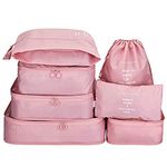 Styleys Polyester Packing Cubes Travel Organizer with Shoe Bag Travel Pouch Set of 7 (Baby Pink - S11003)