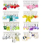 EIELO 40 Pairs Cute Funny Weird Earrings Boba Water Bottle Pearl Milk Tea Food Gummy Bear Fruit Mushroom Goldfish Earring Set Cute Funny Dangle Drop Earrings for Women