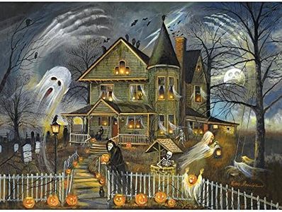 Bits and Pieces - 1000 Piece Jigsaw Puzzle for Adults - Haunted Haven - 1000 Piece Halloween Ghost Jack-O-Lanterns Jigsaw by Artist Ruane Manning …