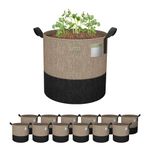 UMIG 12 Pack 7 Gallon Grow Bags, 300G Thick Non-Woven Fabric Cloth Smart Planter Pots with Handles, Black Camel Large Outdoor Garden Bags for Plants, Vegetable, Flowers