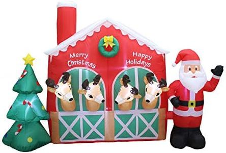 Renne de Noël gonflable de 2,7 m de long avec sapin de Noël mignon et lumières gonflables pour décoration de fête pour intérieur extérieur maison jardin famille