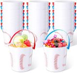 Mifoci 20 Pcs Baseball Theme Rum Buckets for Drinks 34 oz Reusable Punch Bowls with Handles Plastic Buckets Bulk for Baseball Parties Bar Alcohol Beverage Beer Wine Drinkware