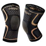 (Pair) Copper Knee Sleeves for Women and Men Knee Pain - Copper Knee Support for Arthritis Knee Pain Relief,Knee Recovery, Hiking, Jogging and Workout (Medium, Copper ions Black)