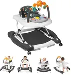 RefoereBabe Baby Walker, 5 in 1 Baby Walkers for Boys Girls 6-12 Months, Foldable Walkers for Babies with Bouncer & Feeding Tray, Music, Adjustable Heights, Activity Walker for Infant