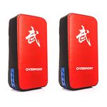 OVERMONT 2PC Taekwondo Kick Pads Boxing Karate Pad PU Leather Muay Thai MMA Martial Art Kickboxing Punch Mitts Punching Bag Kicking Shield Training