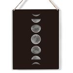 Modern Celestial Wood Sign Moon Phases Wooden Signs Rustic Hanging Plaque Home Wall Art "8 x 10", Perfect Sign Wall Decor for Home Bedroom Living Room