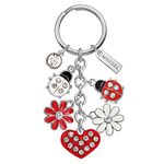 MONNEL Red Ladybug Heart Keychain for Women Gifts Daisy Sunflower Natural Flowers Keychains Clip Hook Key Ring Purse Charms Pendants Accessories with Velvet Bag Z427, Red, 3.6" (H) x 0.2" (D) x 1" (W)