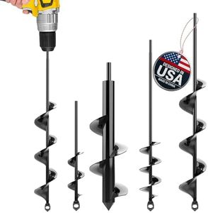 Auger Drill Bit for Planting 4 Pack – Garden Spiral Hole Drill and Bulb Planter Tool - Bedding Plants, Umbrella Holes – for 3/8 Inch Hex Drive Drill
