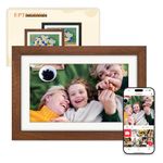 Frameo Digital Photo Frame WiFi Walnut Wood Frame 10.1 Inch Picture Frame with 1280x800 HD IPS Touchscreen, Built-in 32GB, Send Photo Video via Frameo App/USB/SD, Gifts for Women/Men/Grandparents
