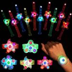 Tinkletoy 15 Pack LED Light Up Fidget Spinner Bracelets, Party Favors for Kids 4-8 8-12 Christmas Stocking Stuffers Glow in The Dark Party Supplies Birthday Xmas Gifts Goodie Bag Classroom Prizes