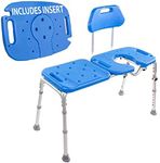 Bath Transfer Bench with CUTOUT Deluxe ALL-ACCESS for Tub and Shower Transfers. (Blue)