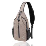 WATERFLY Sling Bag Sling Backpack Crossbody Bag Hiking Daypack for Men Women (Khaki)