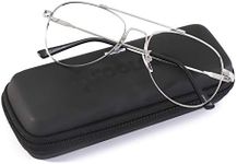 SOOLALA Memory-Metal Pilot Reading Glasses Goggles Eyeglasses Frame, Silver, +1.75