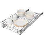 SortWise Sliding Cabinet Basket Organizer Drawer - Pullout Under Cabinet Sliding Shelf, 14" W x 21" D x 4" H, Chrome