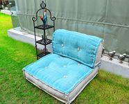 Urban Den Cotton Handmade Sky Blue Darri Folding Lazy Sofa Pillow New Modular Sofa Floor Chair, Living Room Interior Home Decoration Furniture, Leisure Lounge Storage Ottoman Sofa, Blue