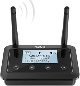 1Mii B03+ Transmisor Bluetooth 5.0 TV, Receptor Audio Bluetooth HiFi Música con Pantalla LCD, Adaptador Jack 3,5mm AUX, �Óptico, aptX Baja Latencia & HD para Estéreo/TV, 2 Auriculares, Largo Alcance