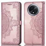 ClickCase Queen Series for Oppo F27 5G Leather Flower Embossing Wallet Flip case Magnetic Closure Flip Cover for Oppo F27 5G (Rose Gold)