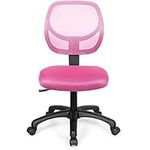 Maxmass Kids Study Desk Chair, Children Ergonomic Computer Chair with Universal Wheels, Gas Lift and Soft Seat, Adjustable Armless Swivel Mesh Chair for Home Office (Pink)